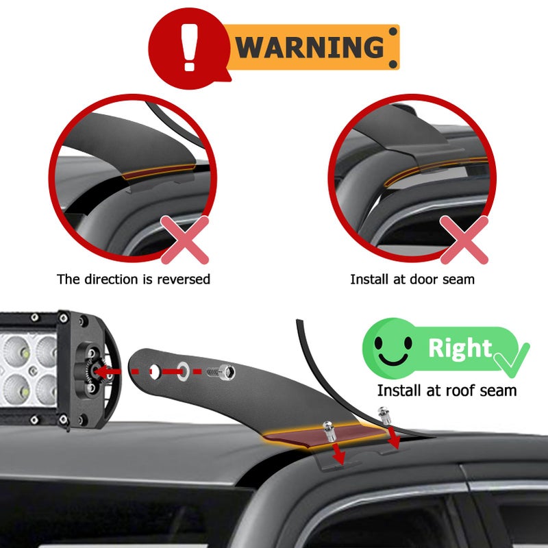 Wsays Upper Windshield Mount Bracket Compatible with 52'' Curved LED Light Bar Compatible with DODGE RAM 1500/2500/3500 2009-2018 4th Gen, Fit RAM 1500 Classic 2019-2024 - Image 3